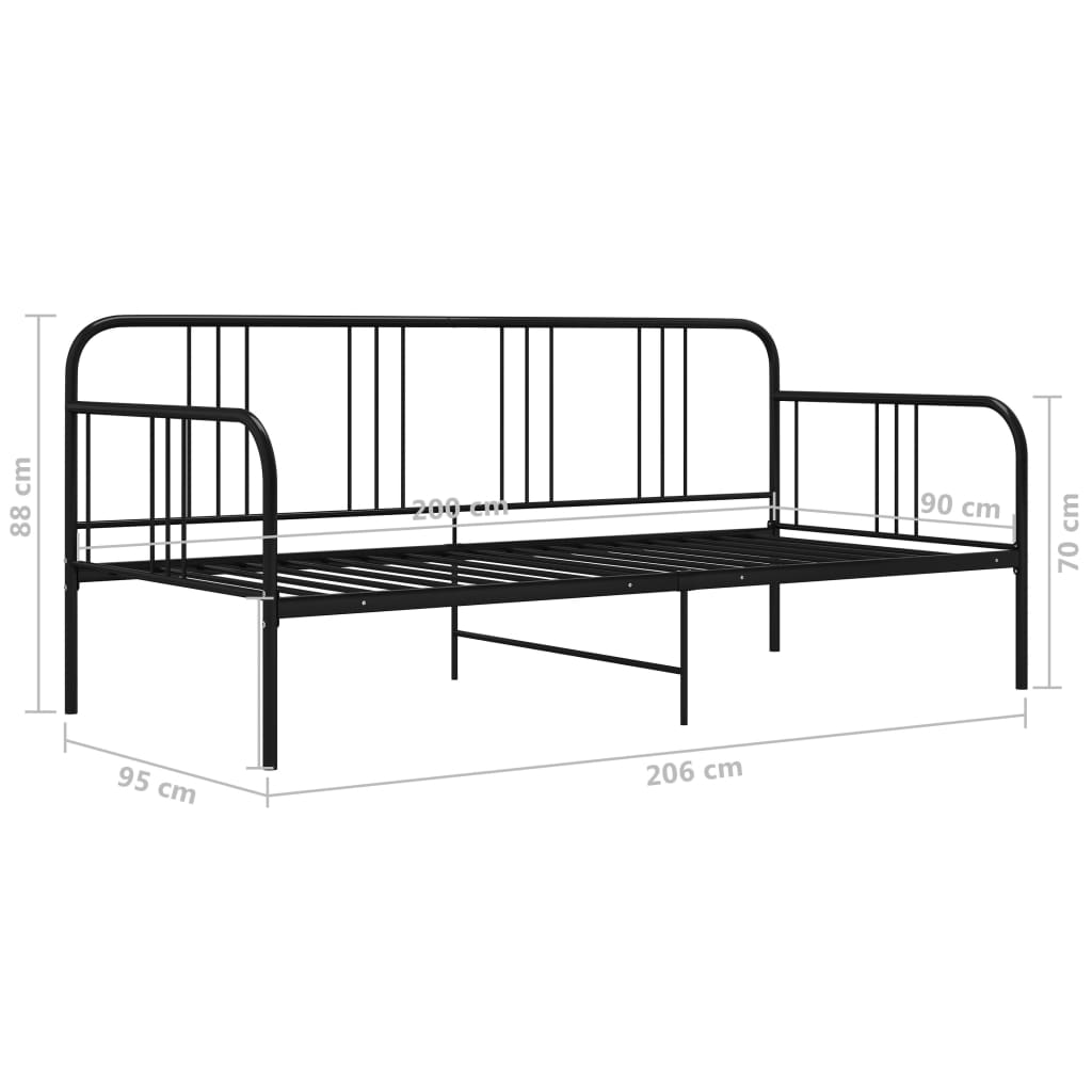 Sofa Bed Frame | Black | Powder-coated metal | Single