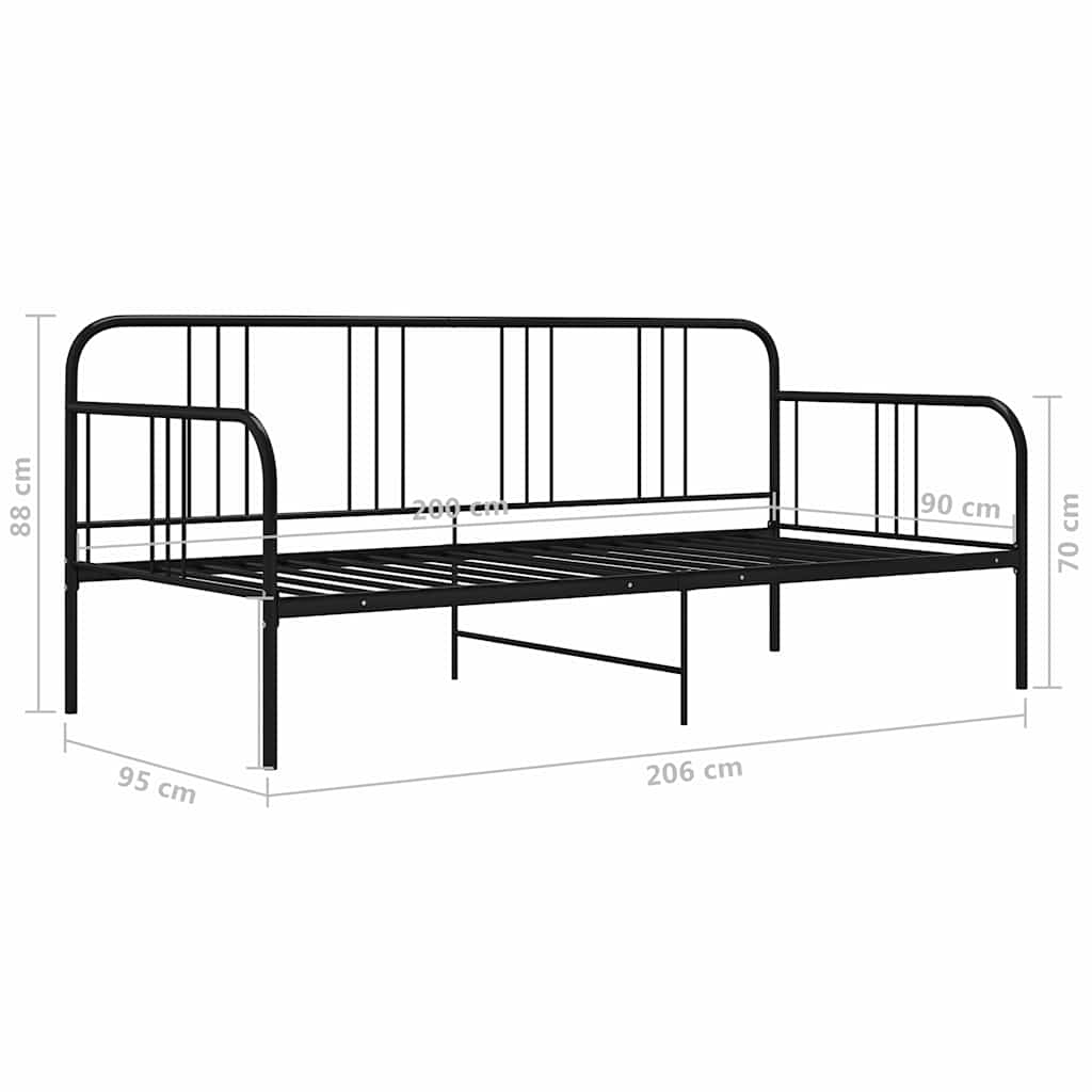 Sofa Bed Frame without Mattress Black Metal 90x200 cm