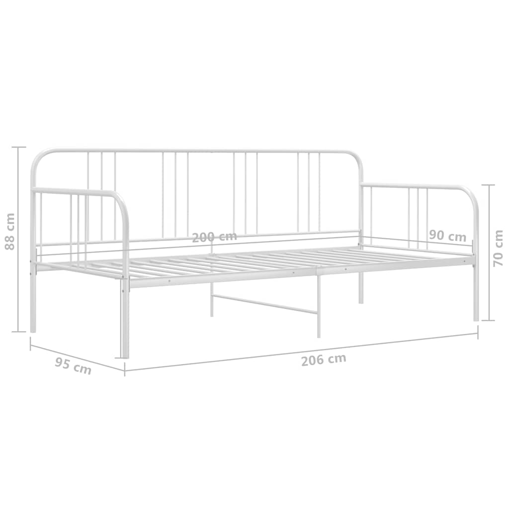 Sofa Bed Frame without Mattress White Metal 90x200 cm