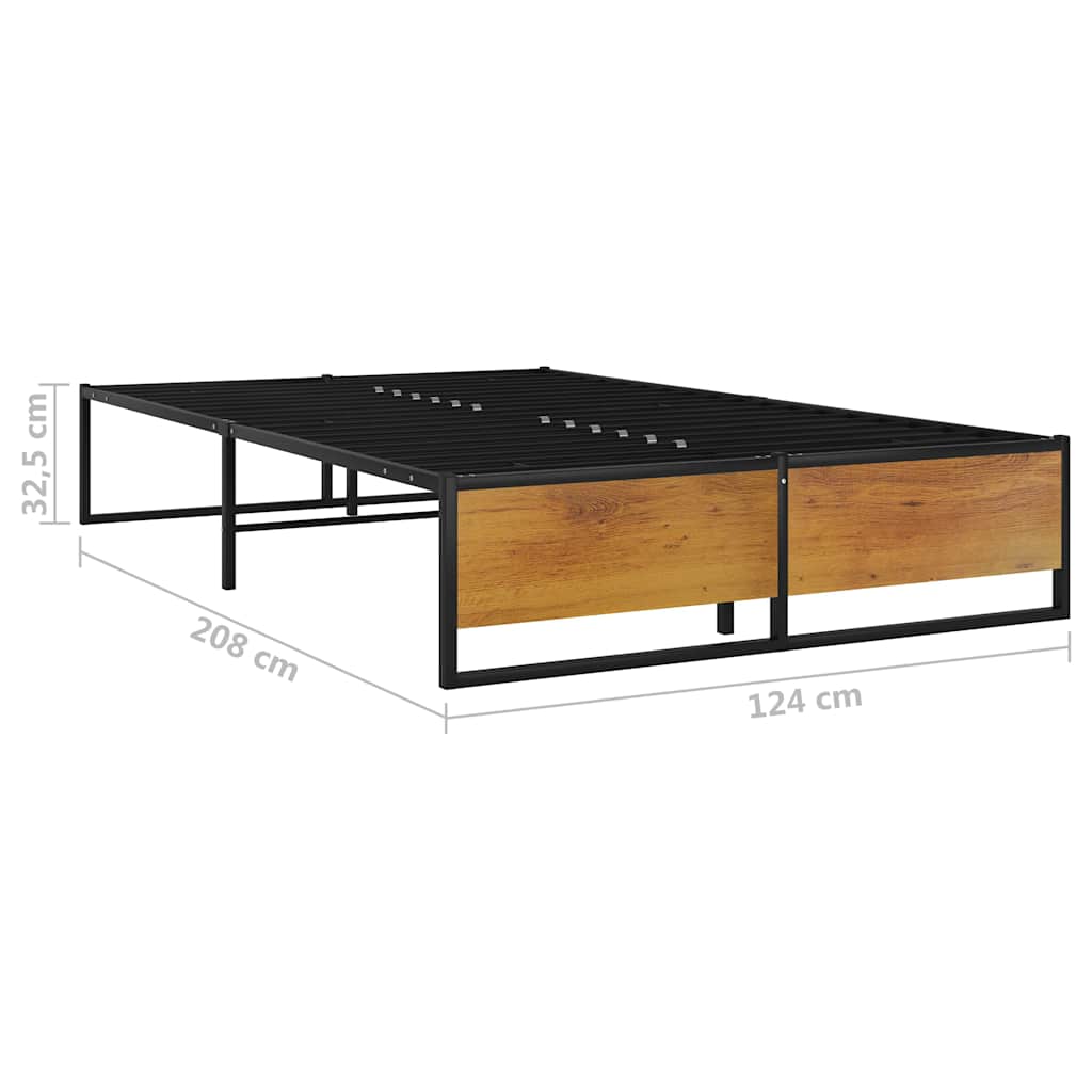 Bed Frame | Black | Powder-coated metal, melamine coated MDF | Double