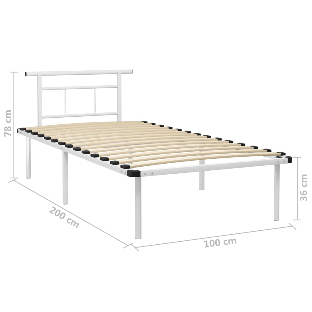 Bed Frame | White | Powder-coated metal, plywood | Single bed | Durable