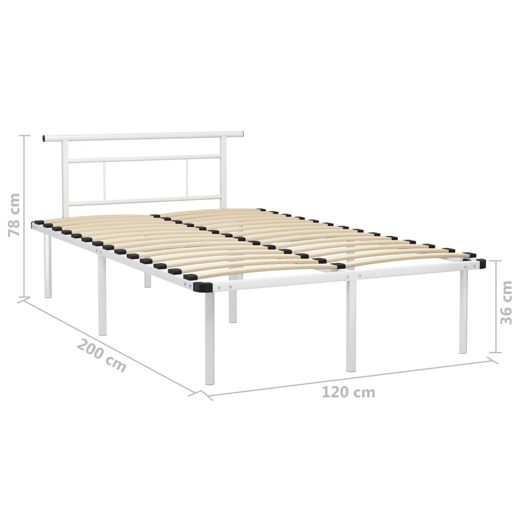 Bed Frame | White | Powder-coated metal, plywood | Double | Durable