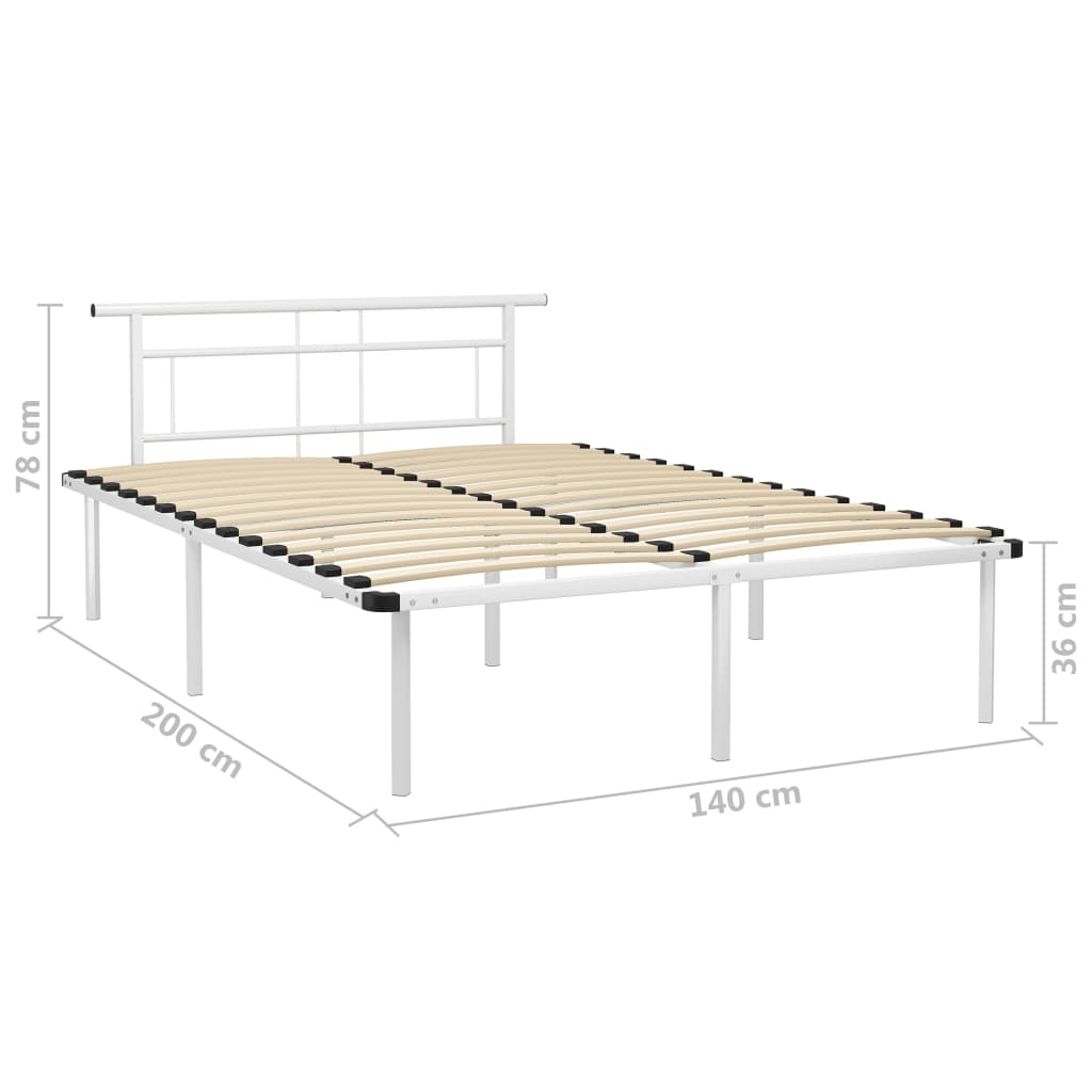 Bed Frame | White | Powder-coated metal, plywood | 140x200 cm | Durable