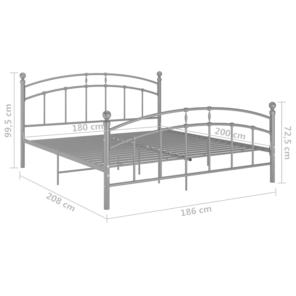 Bed Frame | Grey | Powder-coated metal | Super King | Durable