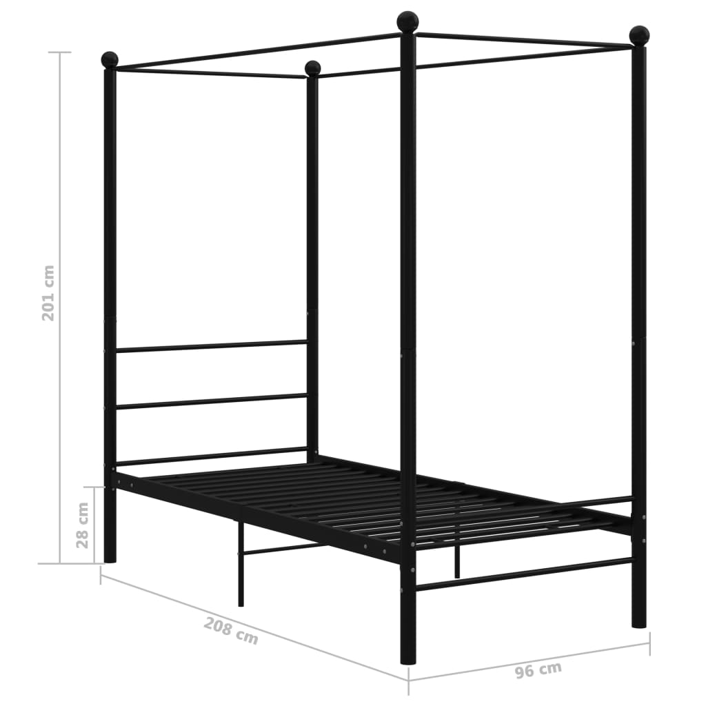 Bed Frame | Black | Powder-coated metal | Single | Durable | Bed Frame