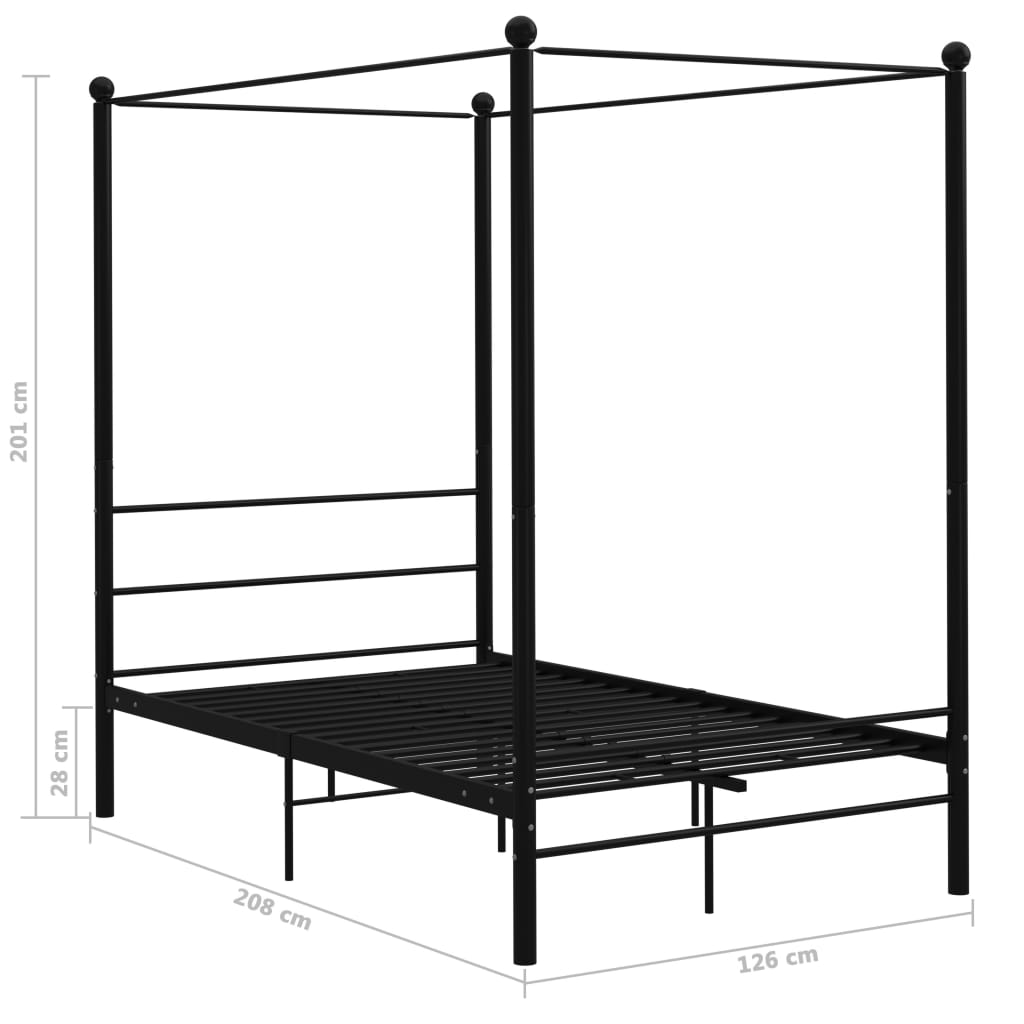 Bed Frame | Black | Powder-coated metal | Double | Classic/Traditional