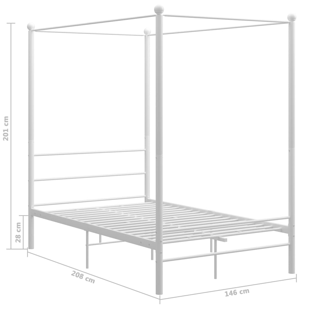 Bed Frame | White | Powder-coated metal | 140 x 200 cm | Bed Frame