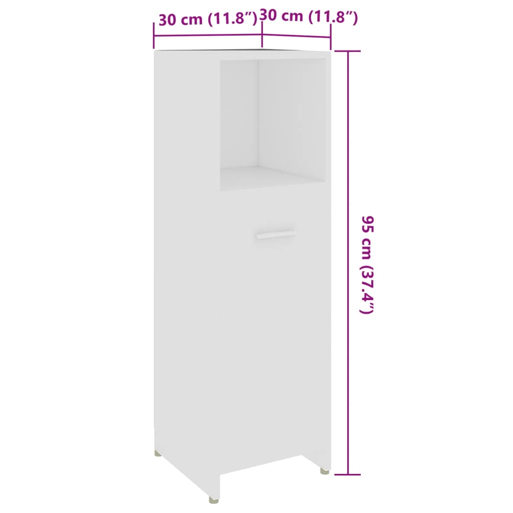 Bathroom Furniture Set | White | Engineered Wood | Medium | Mirror