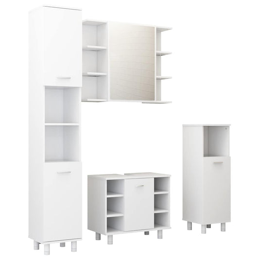 Bathroom Furniture Set | White | Engineered wood | Large | Mirror