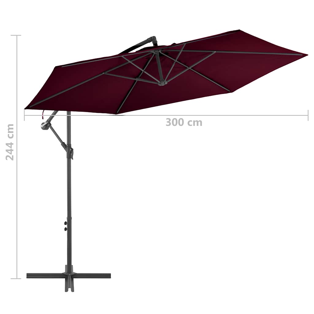 Cantilever Garden Parasol with Aluminium Pole Bordeaux Red 300 cm