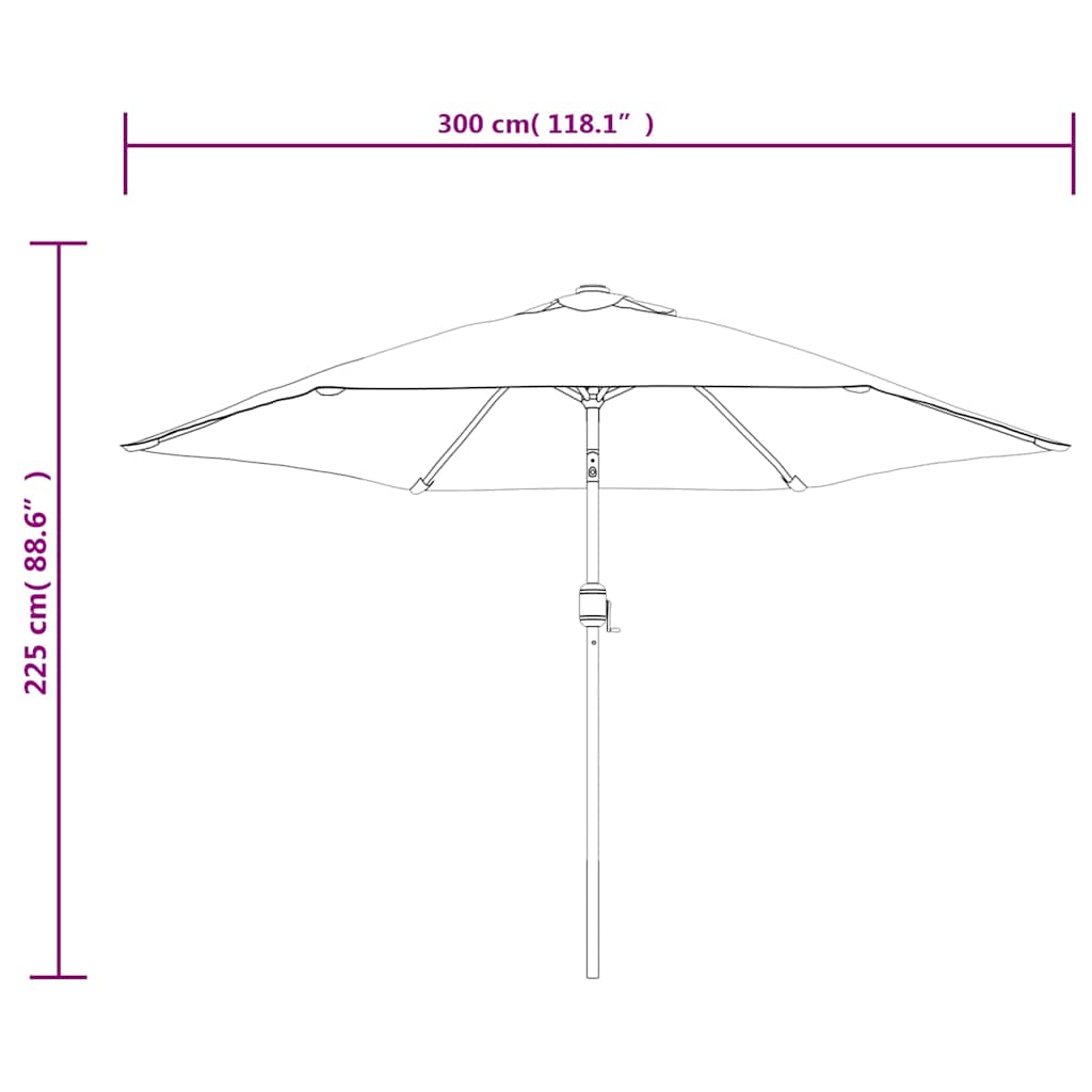 Garden Parasol with LED Lights and Steel Pole 300 cm Bordeaux Red