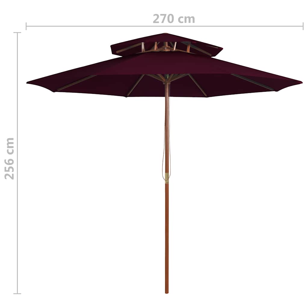 Garden Parasol | Bordeaux Red | Polyester | Large | Tiltable