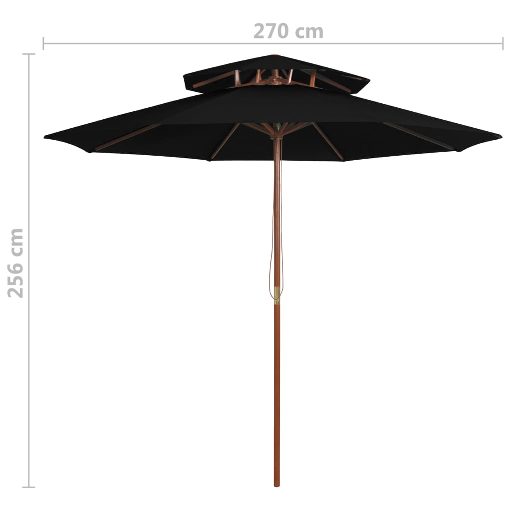 Garden Parasol | Black | Fabric, Laminated bamboo, Hardwood | Large