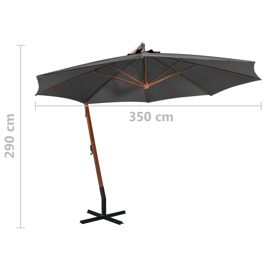 Hanging Garden Parasol | Anthracite | Solid Fir Wood | Large