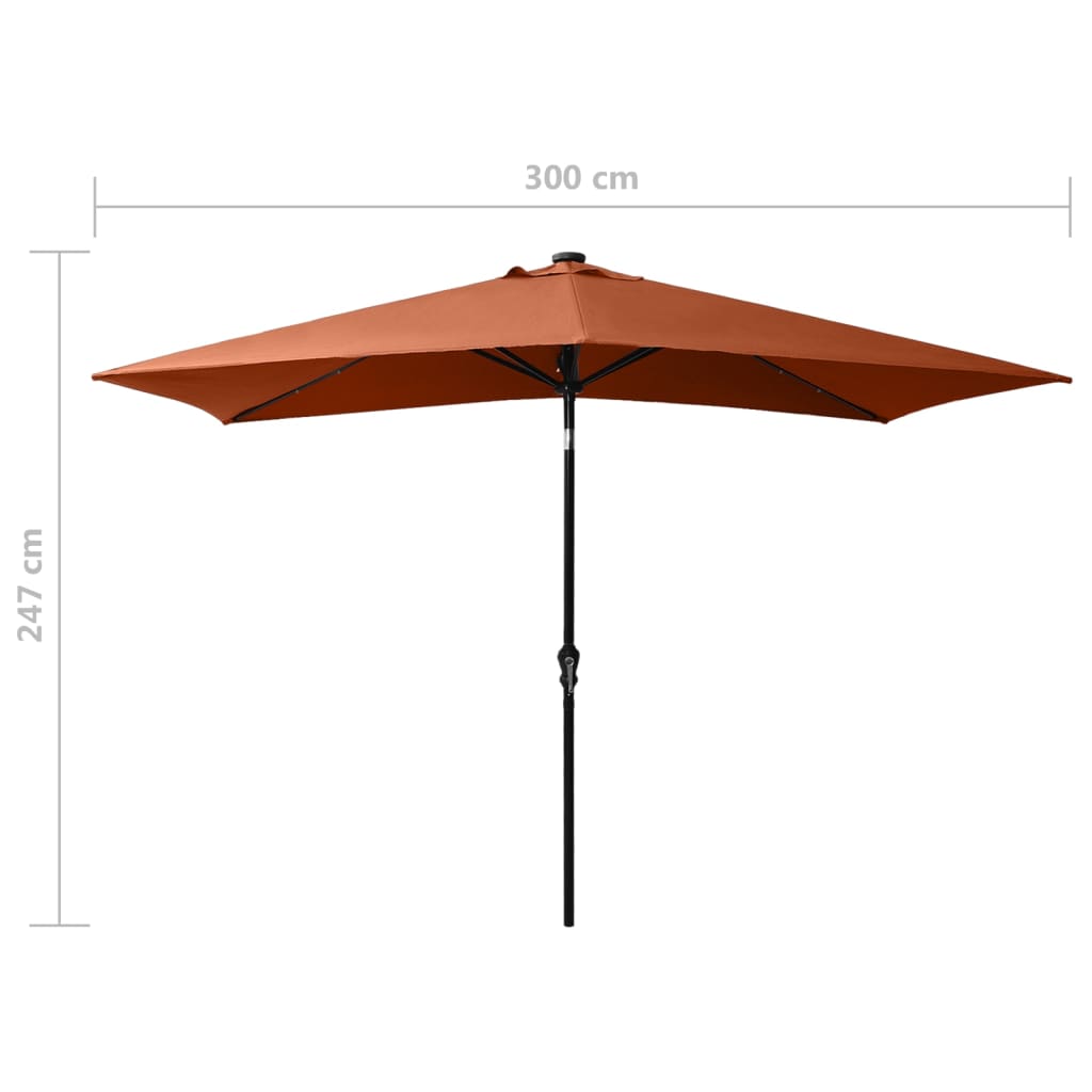Garden Parasol | Terracotta | Polyester, Powder-Coated Steel | 2 x 3 m