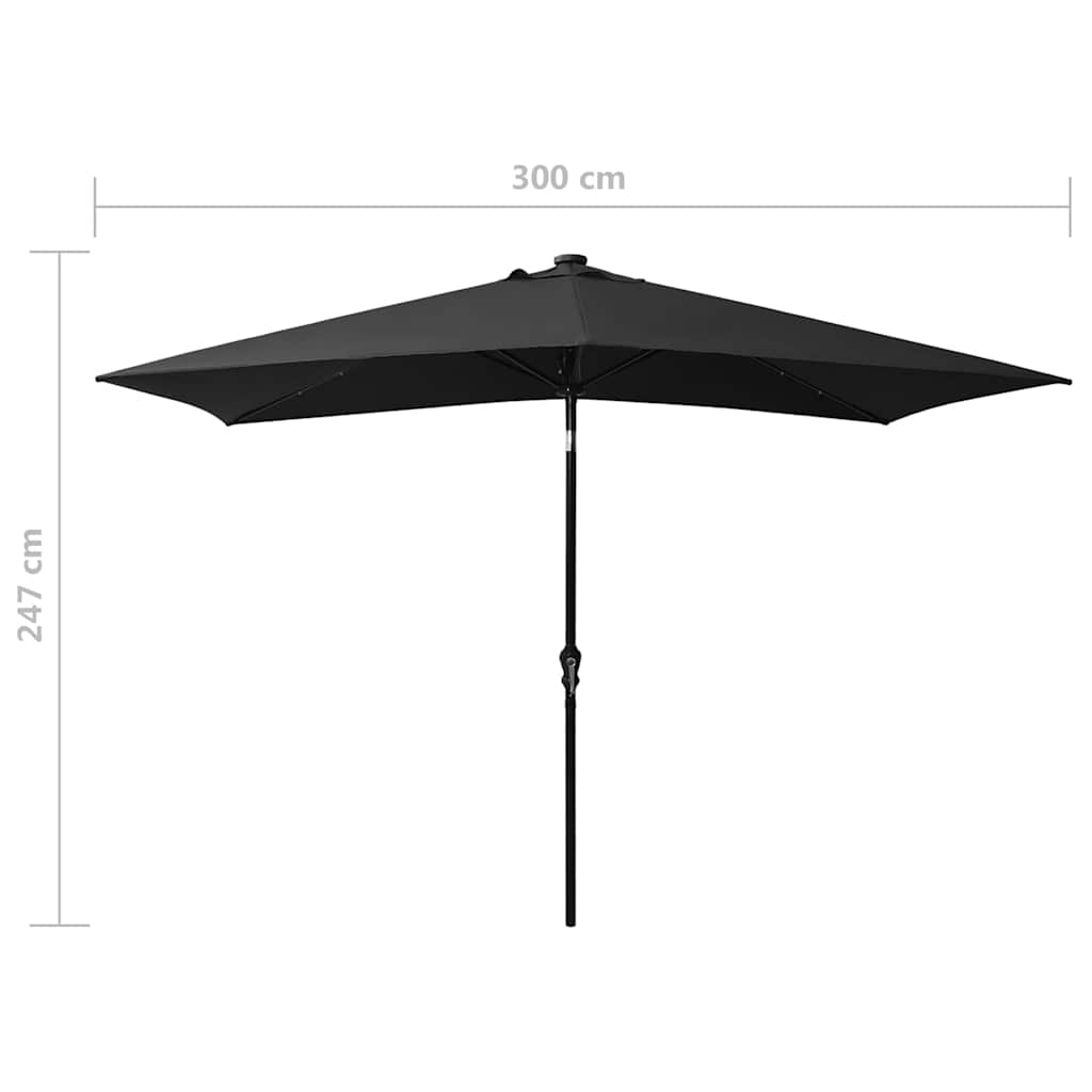Garden Parasol | Black | Polyester | 2x3 m | Foldable | Garden Parasol
