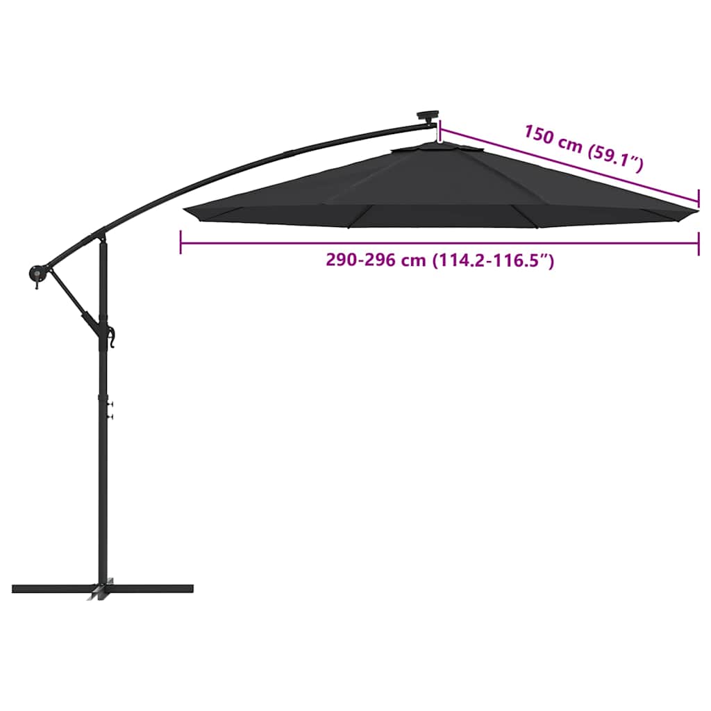 Replacement Fabric for Outdoor Parasol Black 300 cm