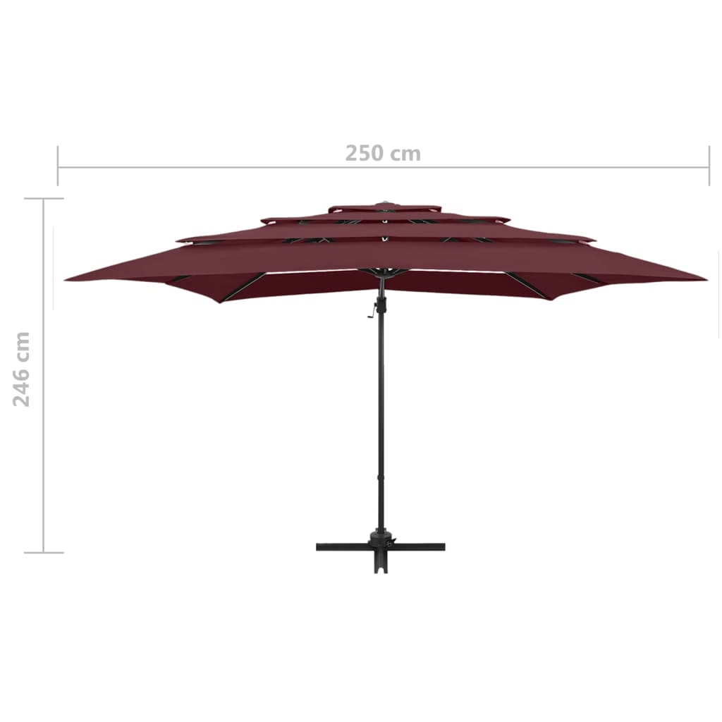 Garden Parasol | Bordeaux Red | Polyester | Large | Foldable