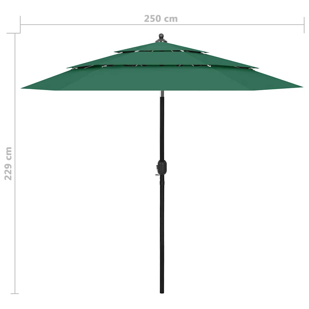 Parasol | Green | Polyester | Large | Height-Adjustable | Garden Parasol