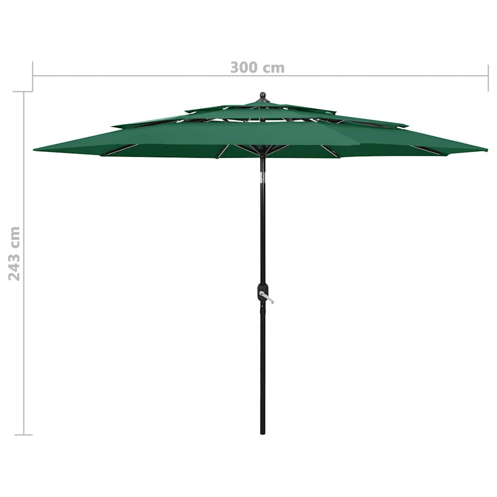 Parasol | Green | Polyester, powder-coated aluminium | 3m | Foldable