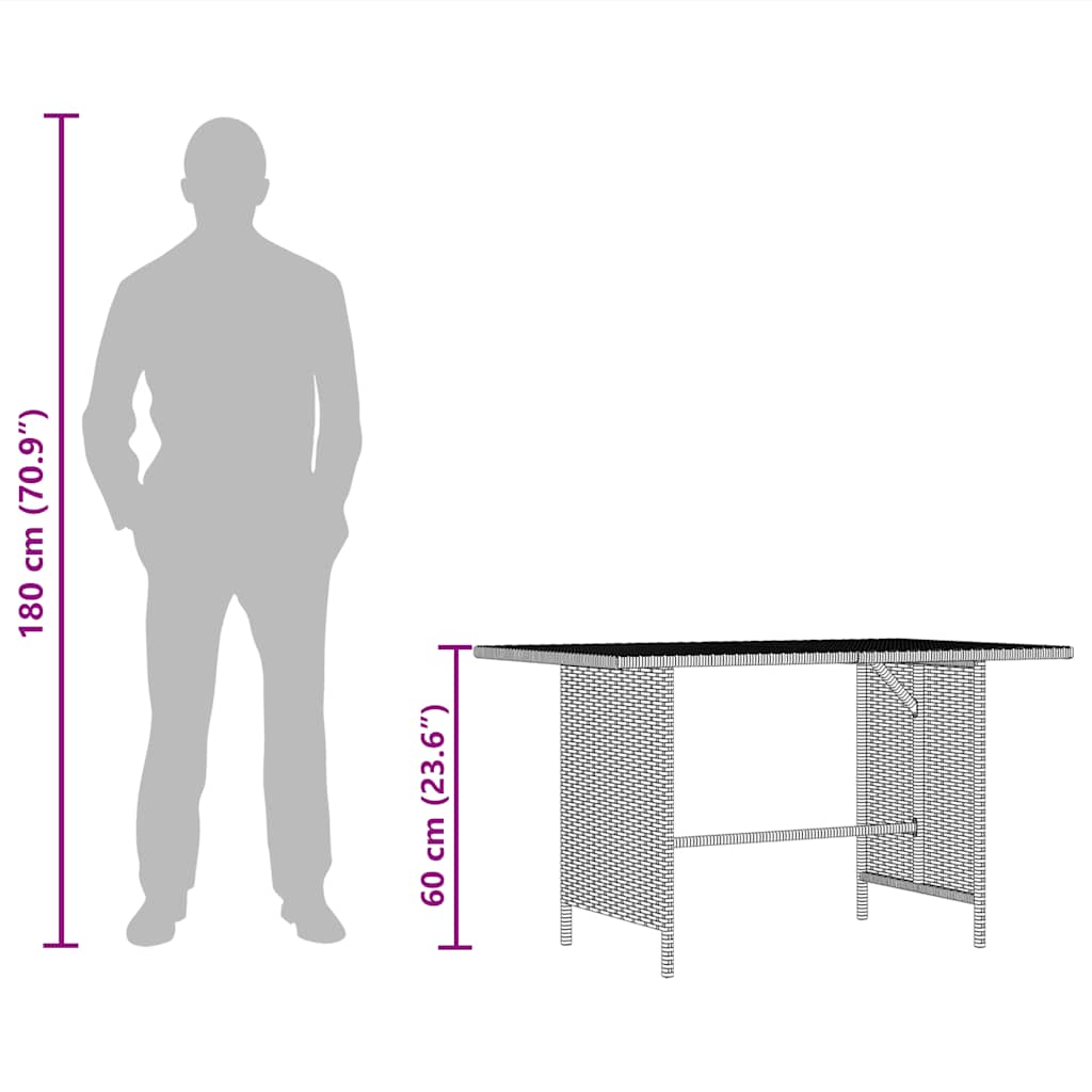 Patio Dining Table Gray 43.3"x27.6"x25.6" Poly Rattan