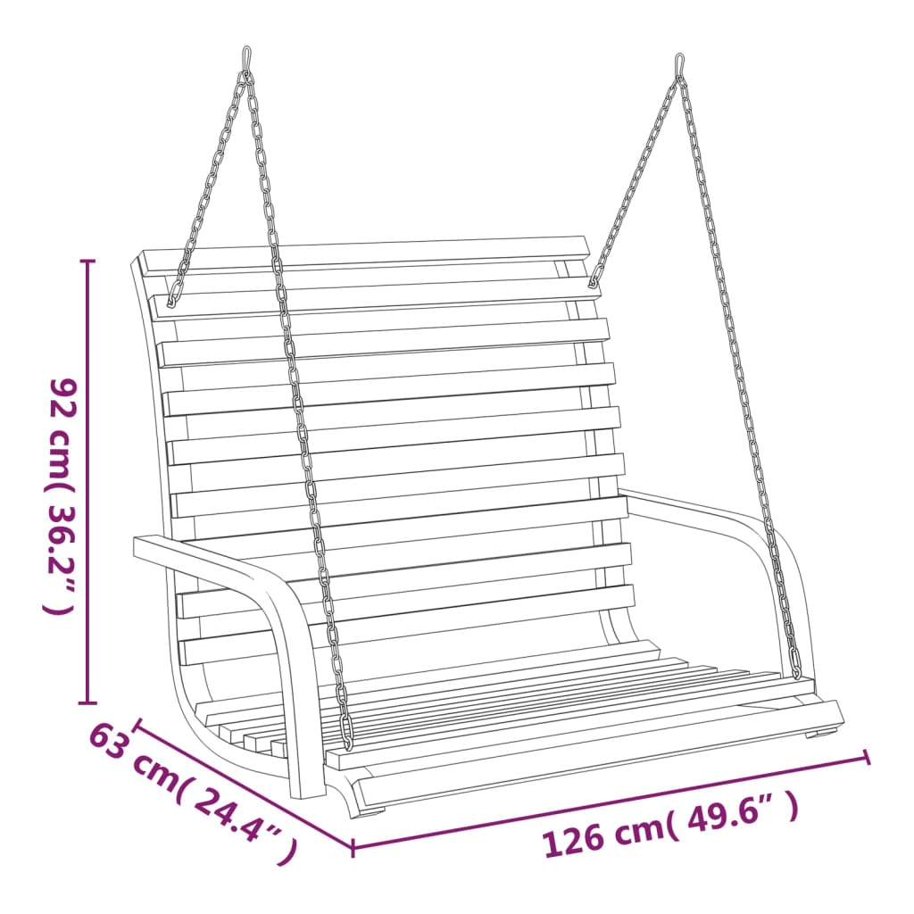 Swing Bench | Dark Wood | Solid Bent Wood | 126x63x92 cm | Durable