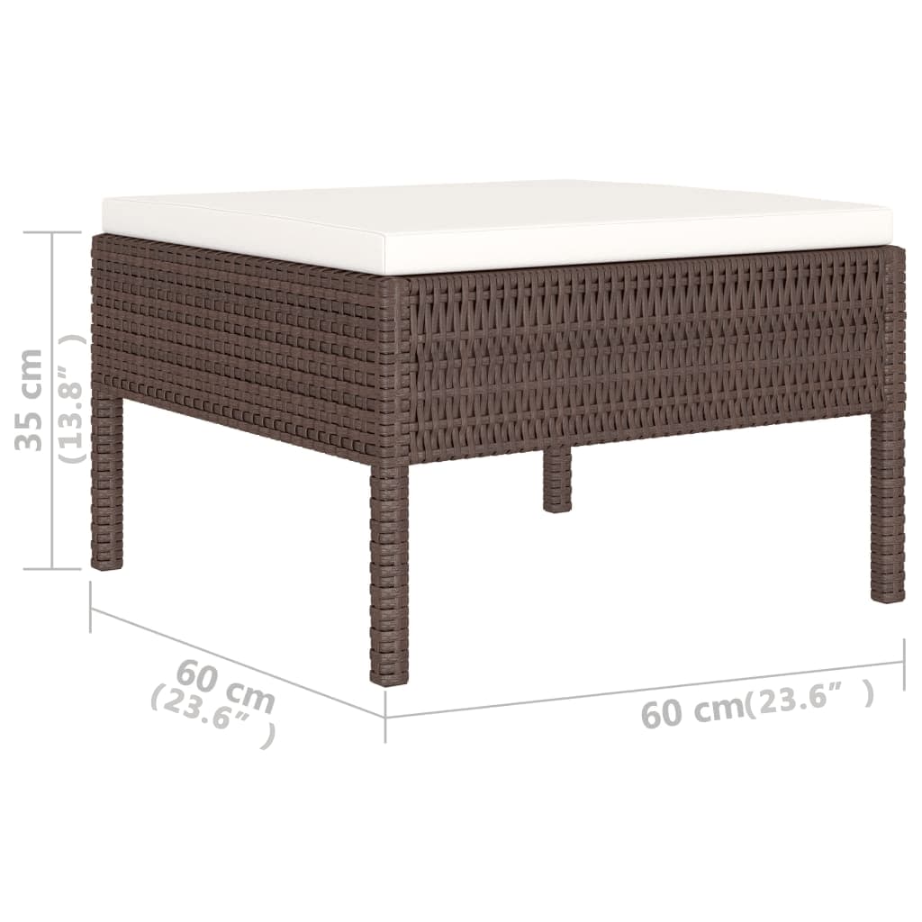 6 Piece Patio Lounge Set with Cushions Poly Rattan Brown