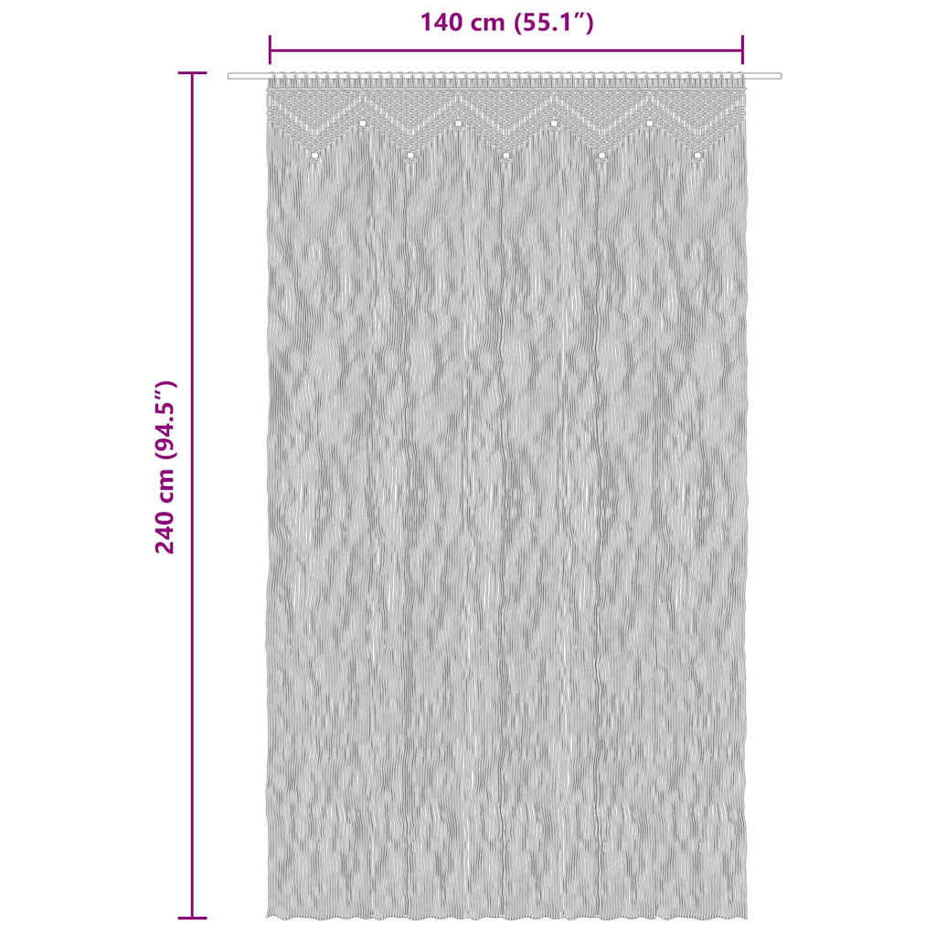 Macrame Curtain Anthracite 140x240 cm Cotton