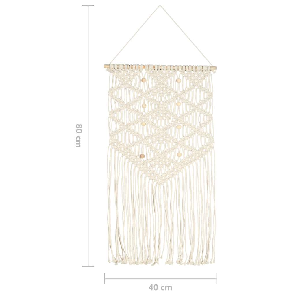 Macrame Wall Hanger | White | Cotton | Medium | Decorative Inlays