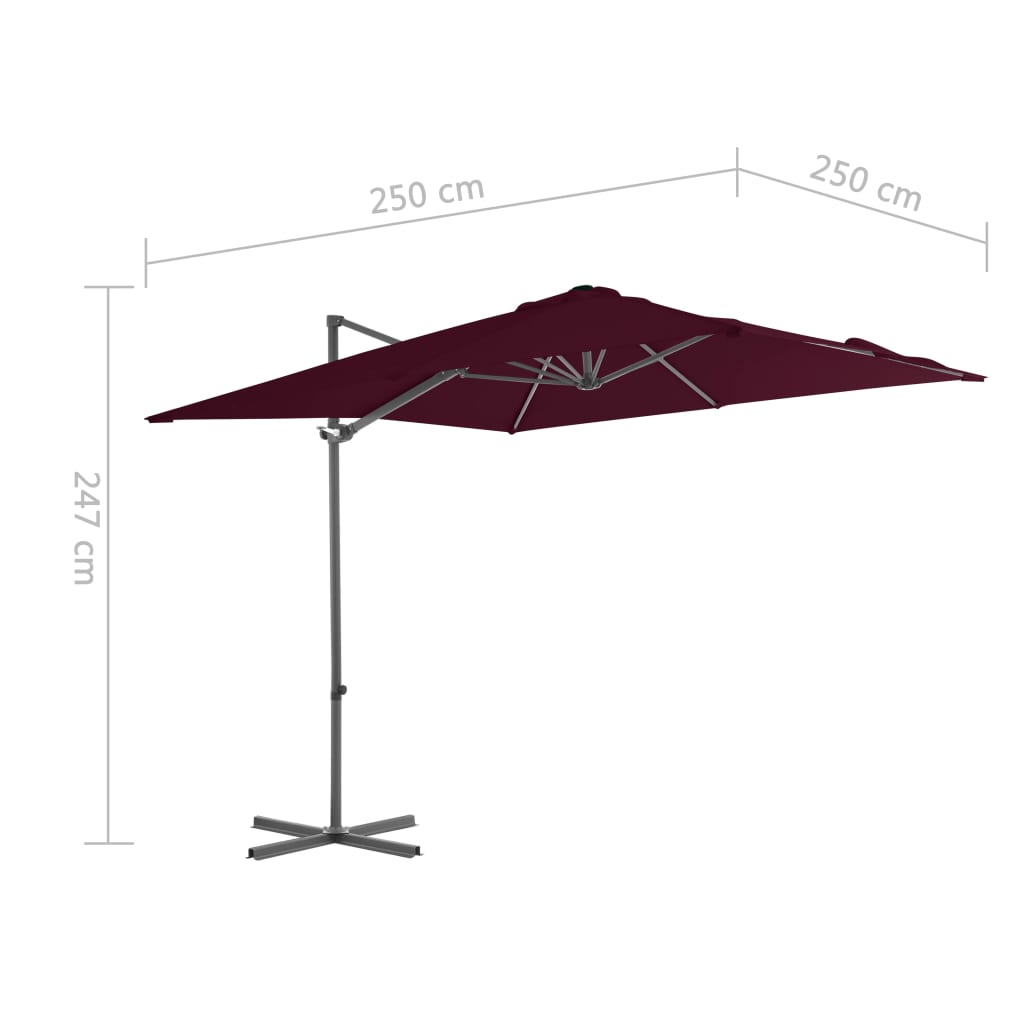 Cantilever Garden Parasol | Bordeaux Red | Fabric | Large | Tiltable