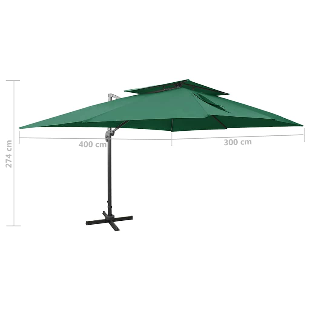Cantilever Garden Parasol | Green | Powder-coated aluminium, Polyester