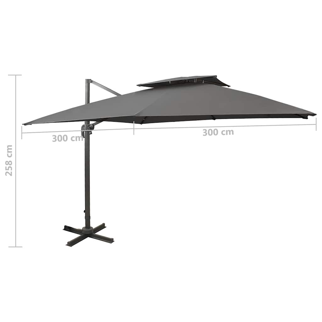 Cantilever Garden Parasol with Double Top 300x300 cm Anthracite