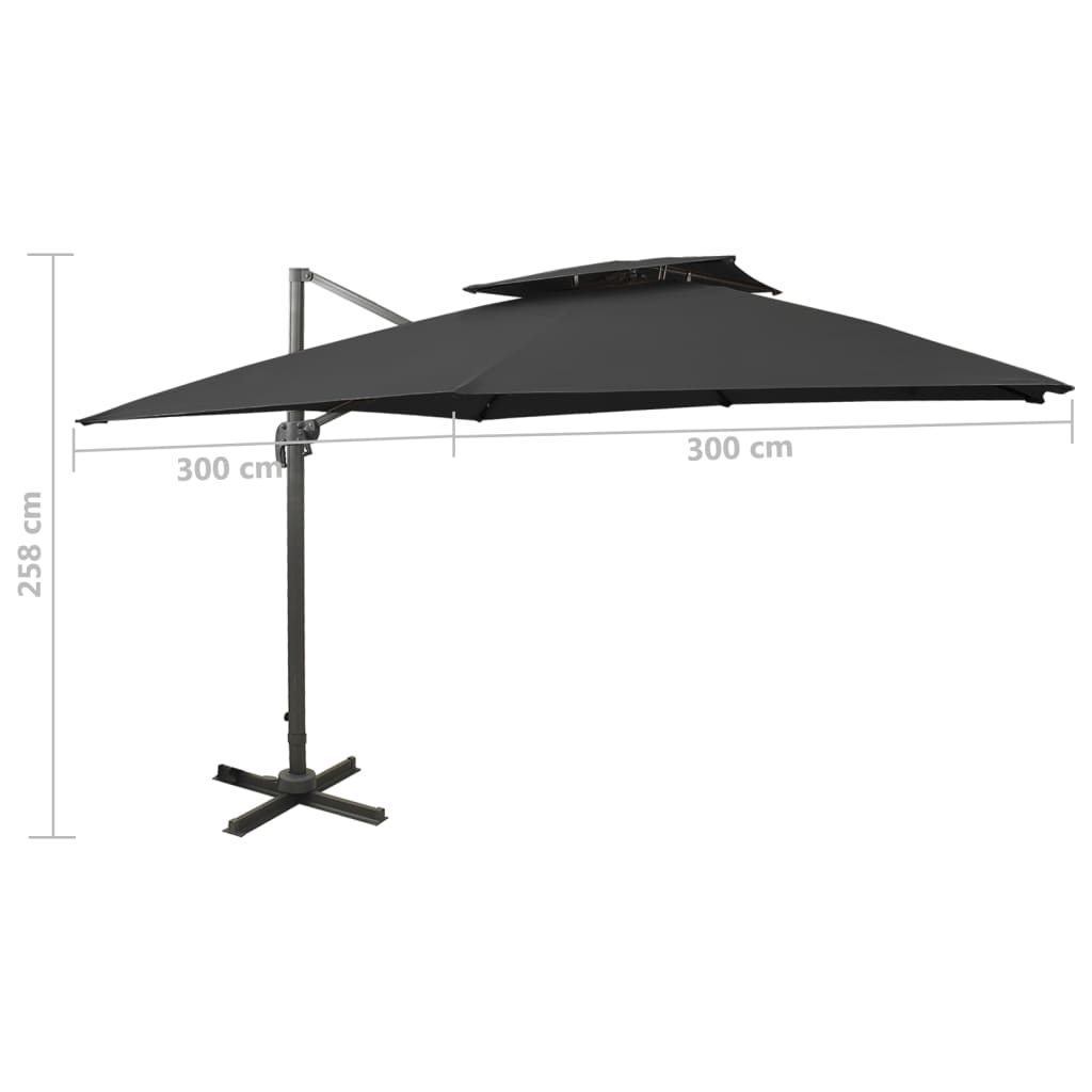 Cantilever Garden Parasol | Black | Fabric with PA coating