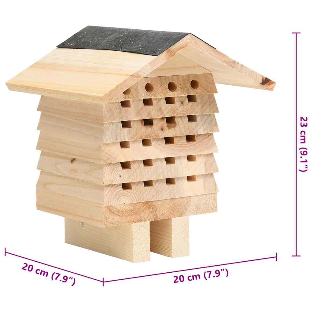 Bee House | Light Brown | Solid firwood | Small | Durable | Bee House