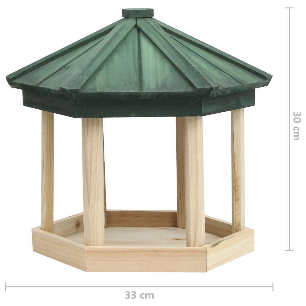 Bird Feeder | Natural Wood | Solid firwood | 33 x 30 cm | Durable