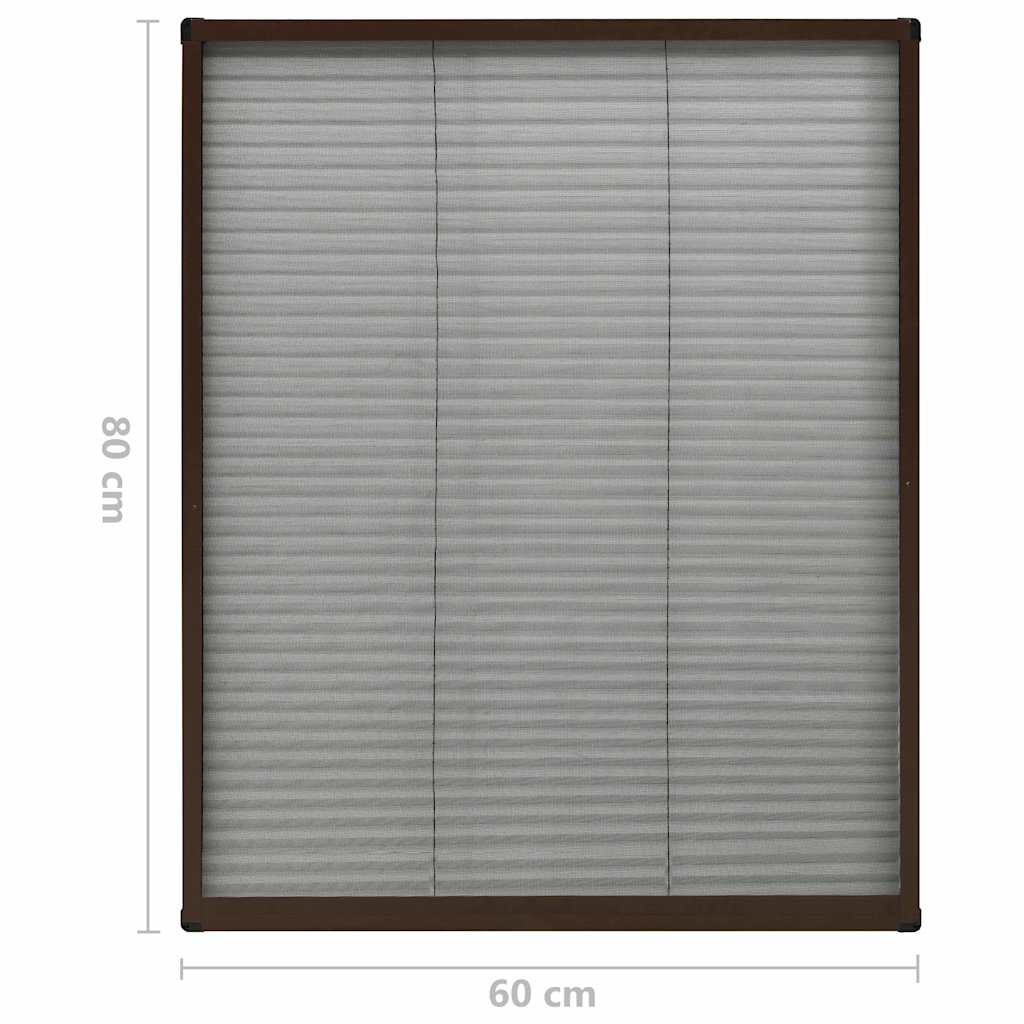 Plisse Insect Screen for Windows Aluminium Brown 60x80 cm