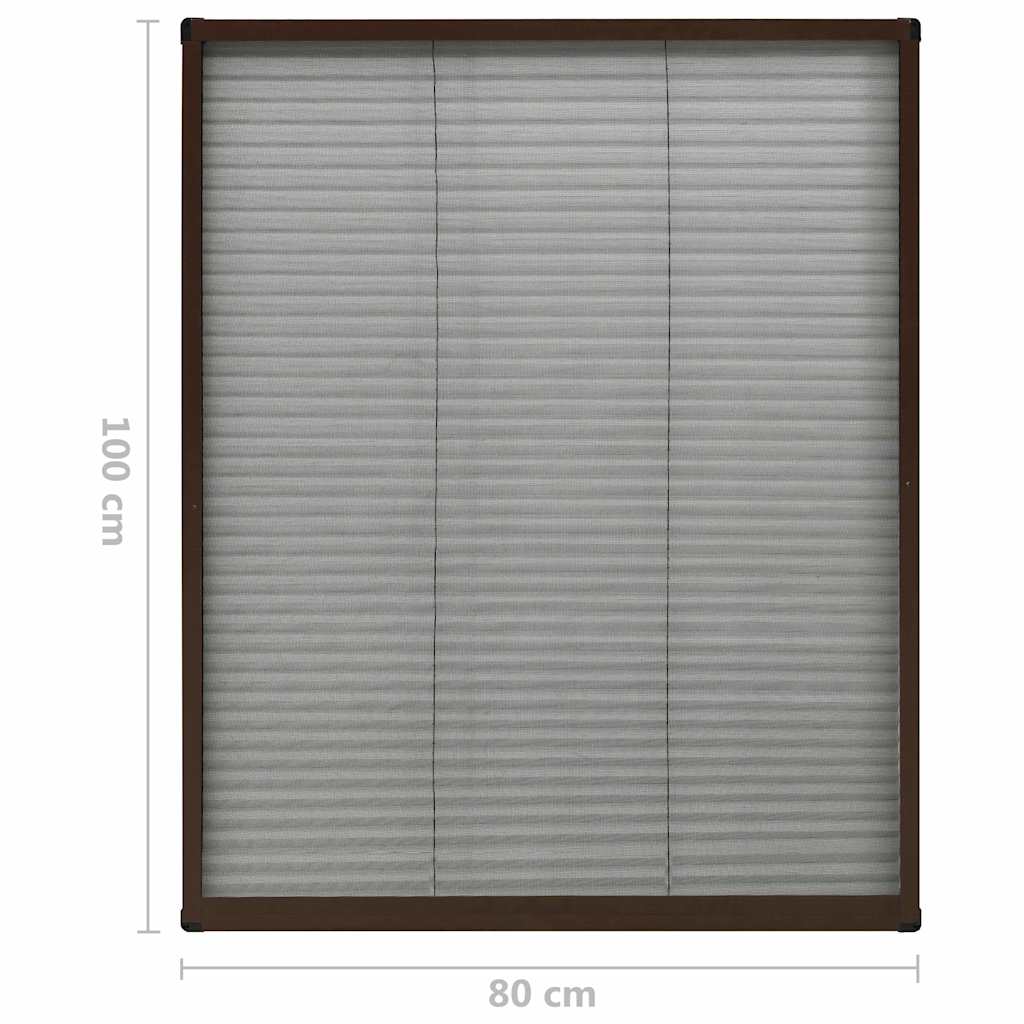 Plisse Insect Screen for Windows Aluminium Brown 80x100 cm