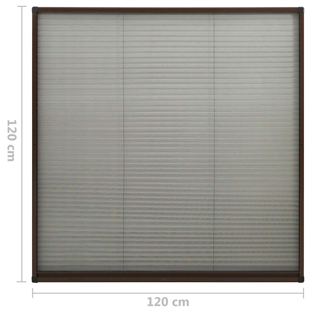 Plisse Insect Screen for Windows Aluminium Brown 120x120 cm