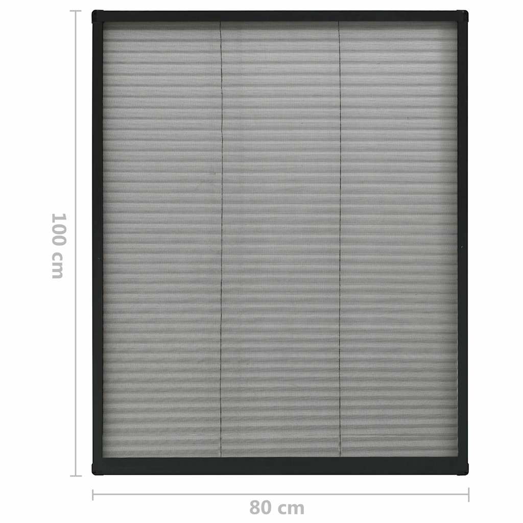 Plisse Insect Screen for Windows Aluminium Anthracite 80x100 cm