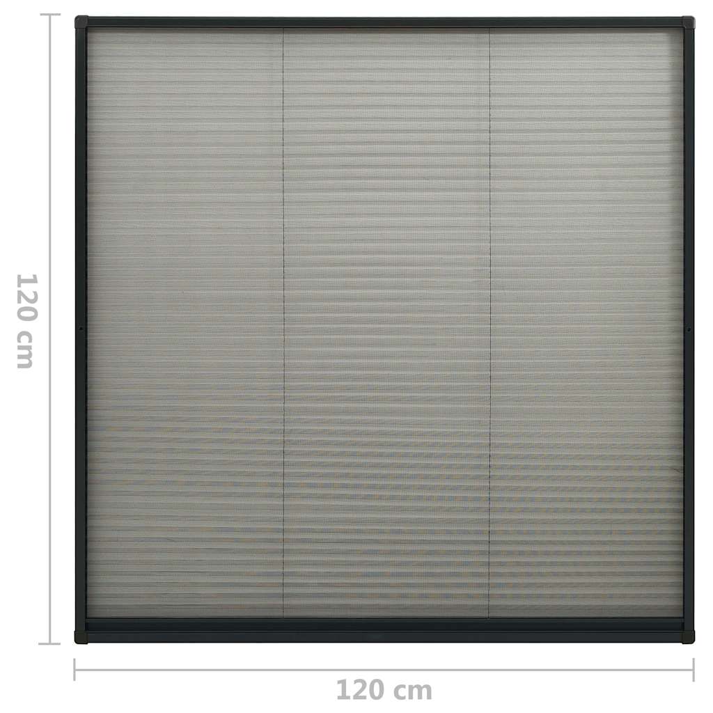 Plisse Insect Screen for Windows Aluminium Anthracite 120x120cm