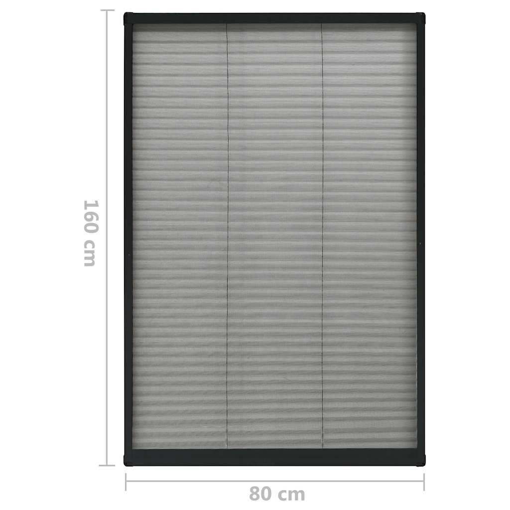Plisse Insect Screen for Windows Aluminium Anthracite 80x160cm