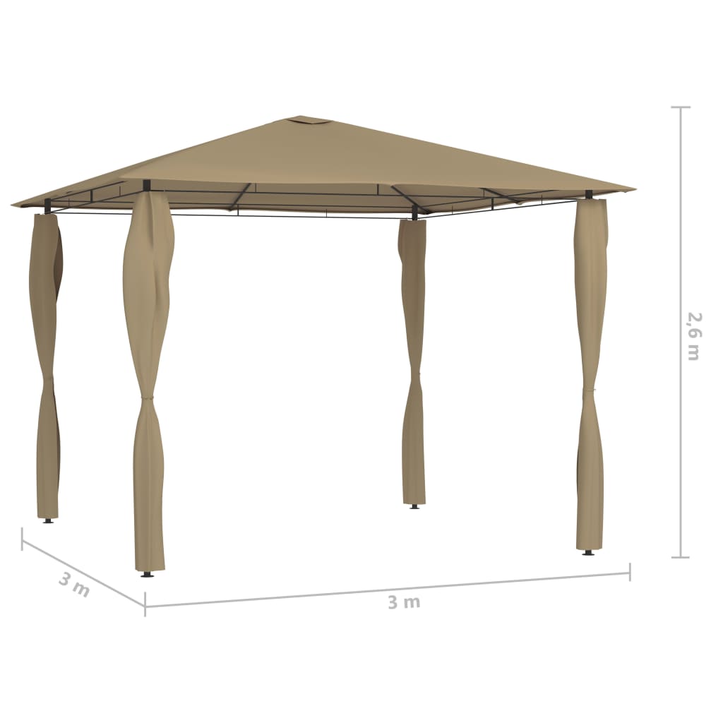 Gazebo | Taupe | Fabric, steel | 3x3m | UV-resistant materials | Gazebo
