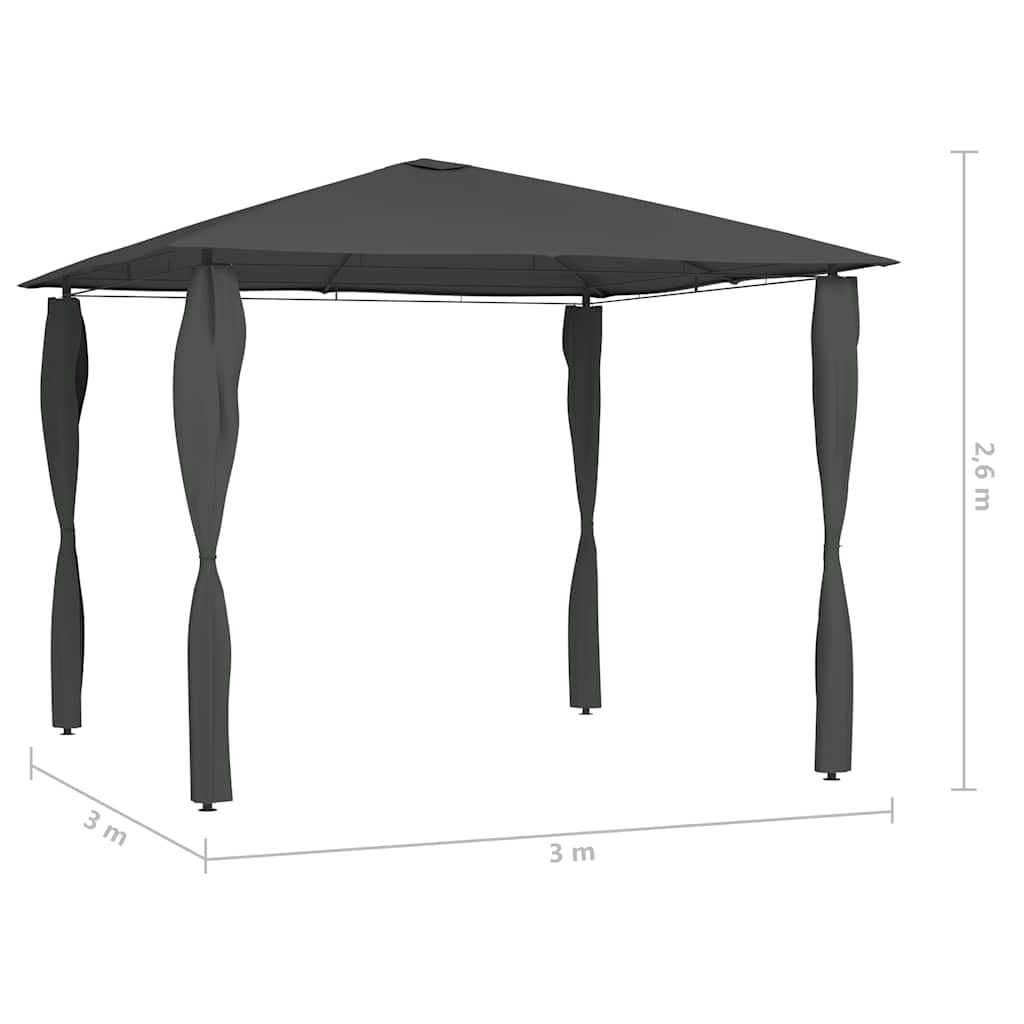 Gazebo | Anthracite | Fabric 160 g/m² | 3x3x2.6 metres
