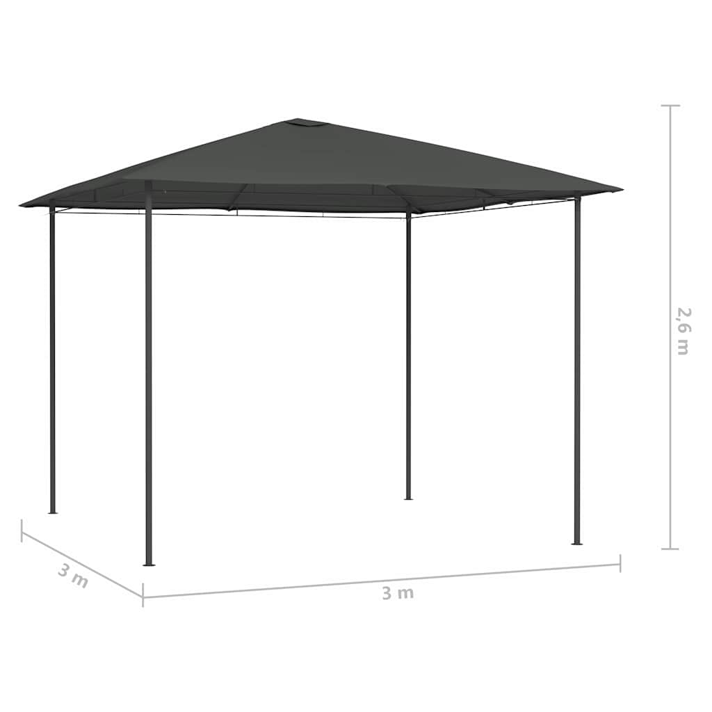 Gazebo | Anthracite | Steel | 3x3 m | Gazebo | Square | Modern