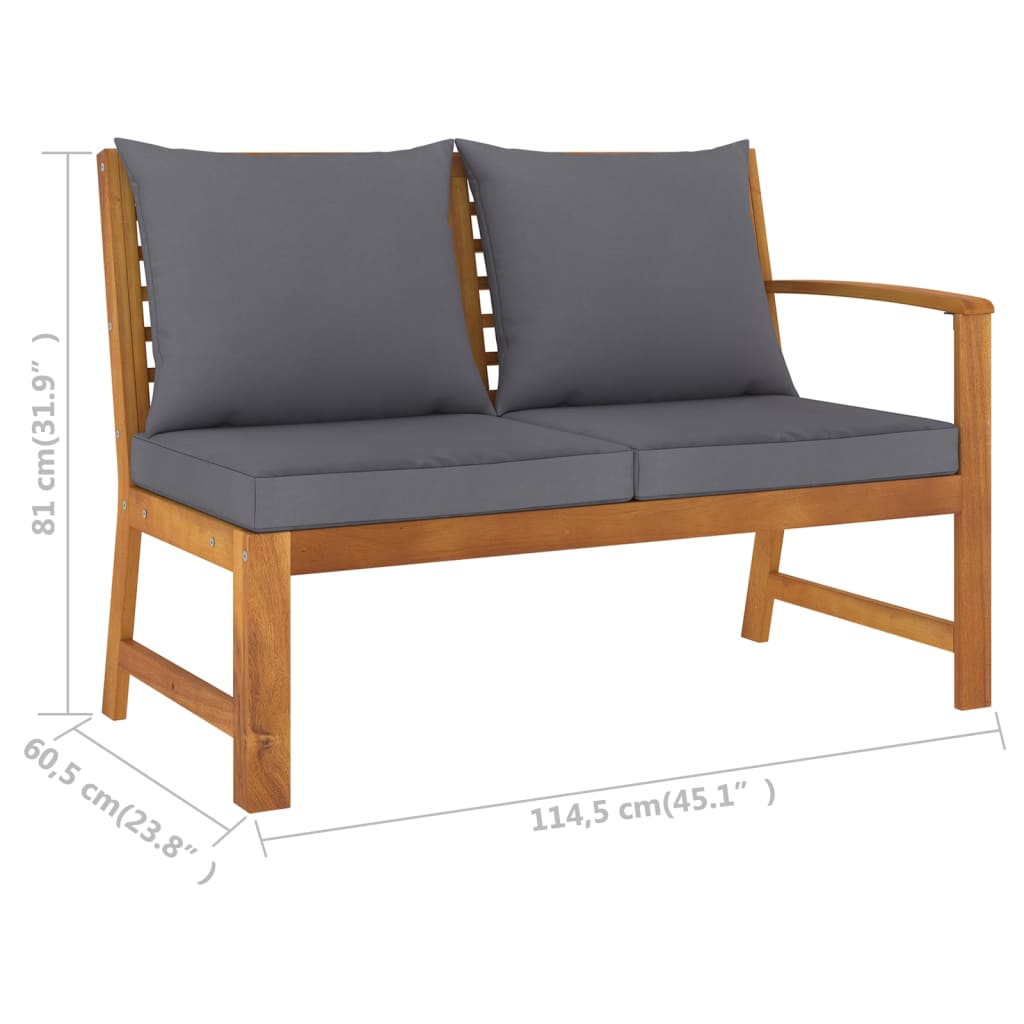 6 Piece Patio Lounge Set with Cushion Solid Acacia Wood