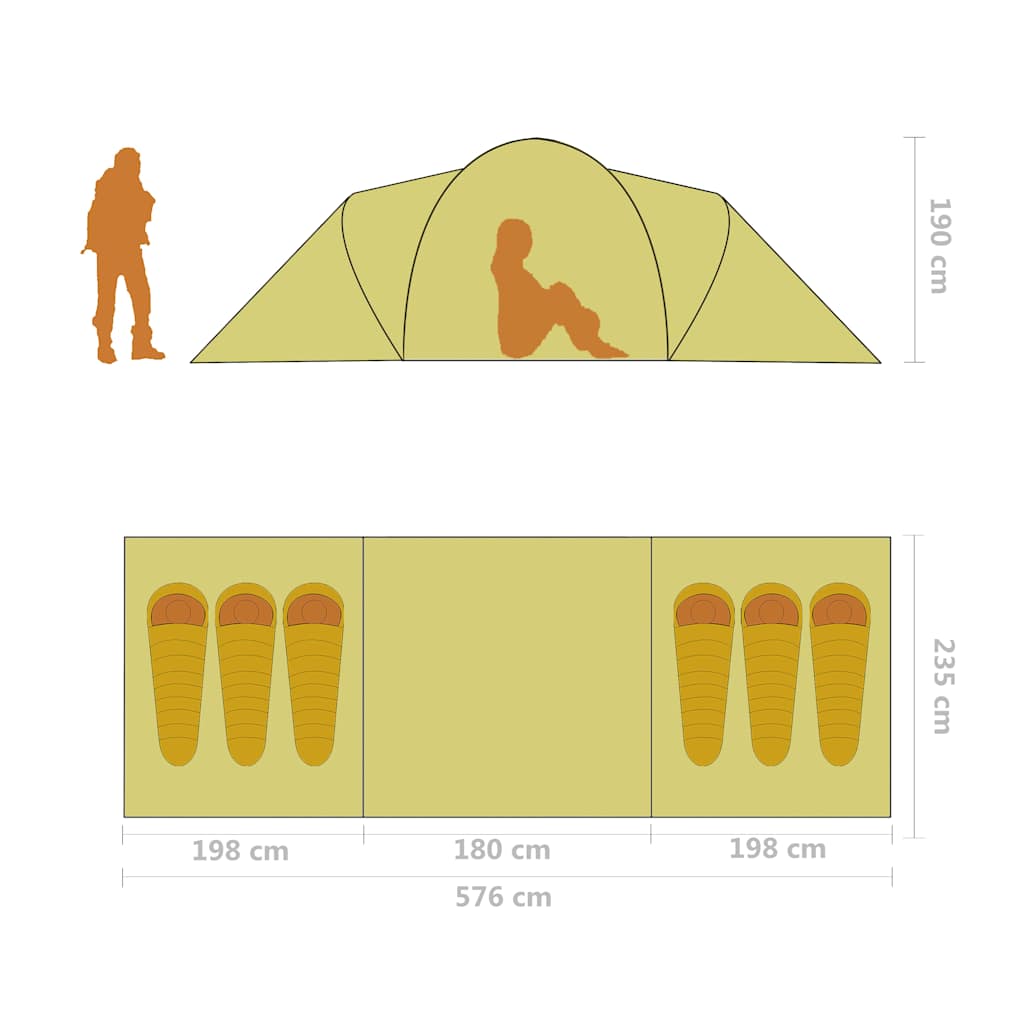 Camping Tent 6 Persons Grey and Orange