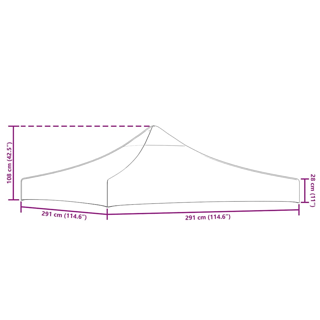 Party Tent Roof 3x3 m Burgundy 270 g/m²
