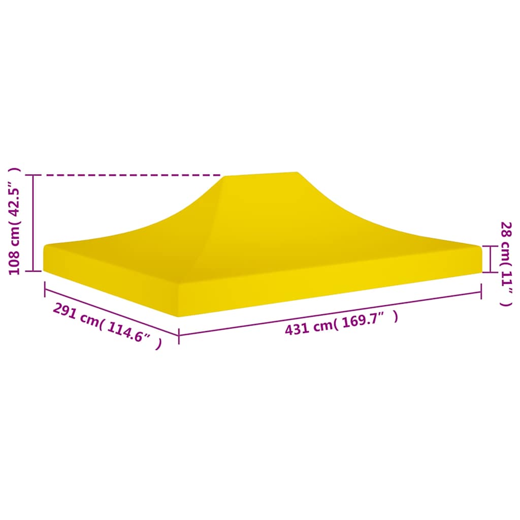 Party Tent Roof | Yellow | 600D oxford fabric with PVC coating | 4.5x3 m