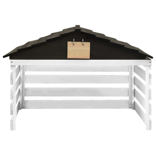 Lawn Mower Garage Black and White Solid Firwood 30.7x29.1x21.3 in