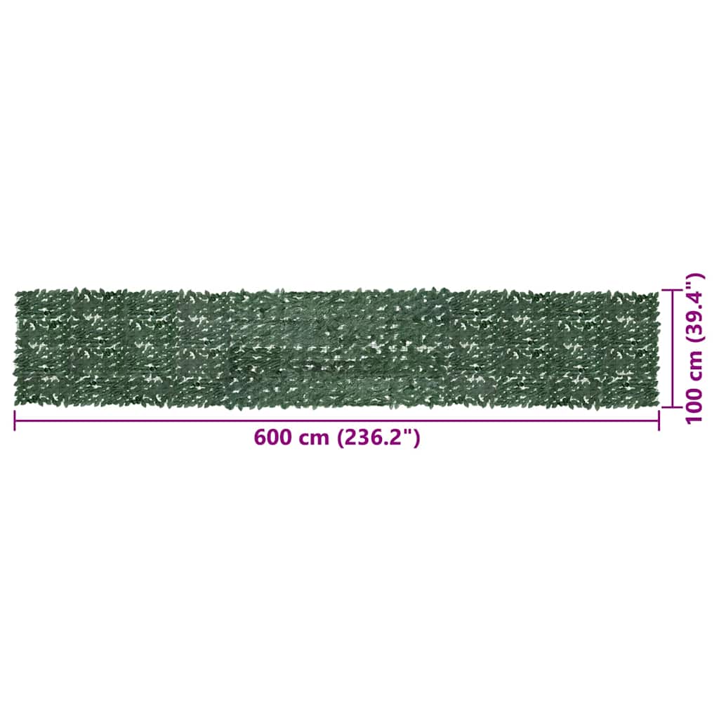 315490 vidaXL Balcony Screen with Dark Green Leaves 600x100 cm